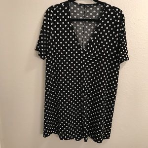 Zara Black and White Polka Dot Shirt Dress